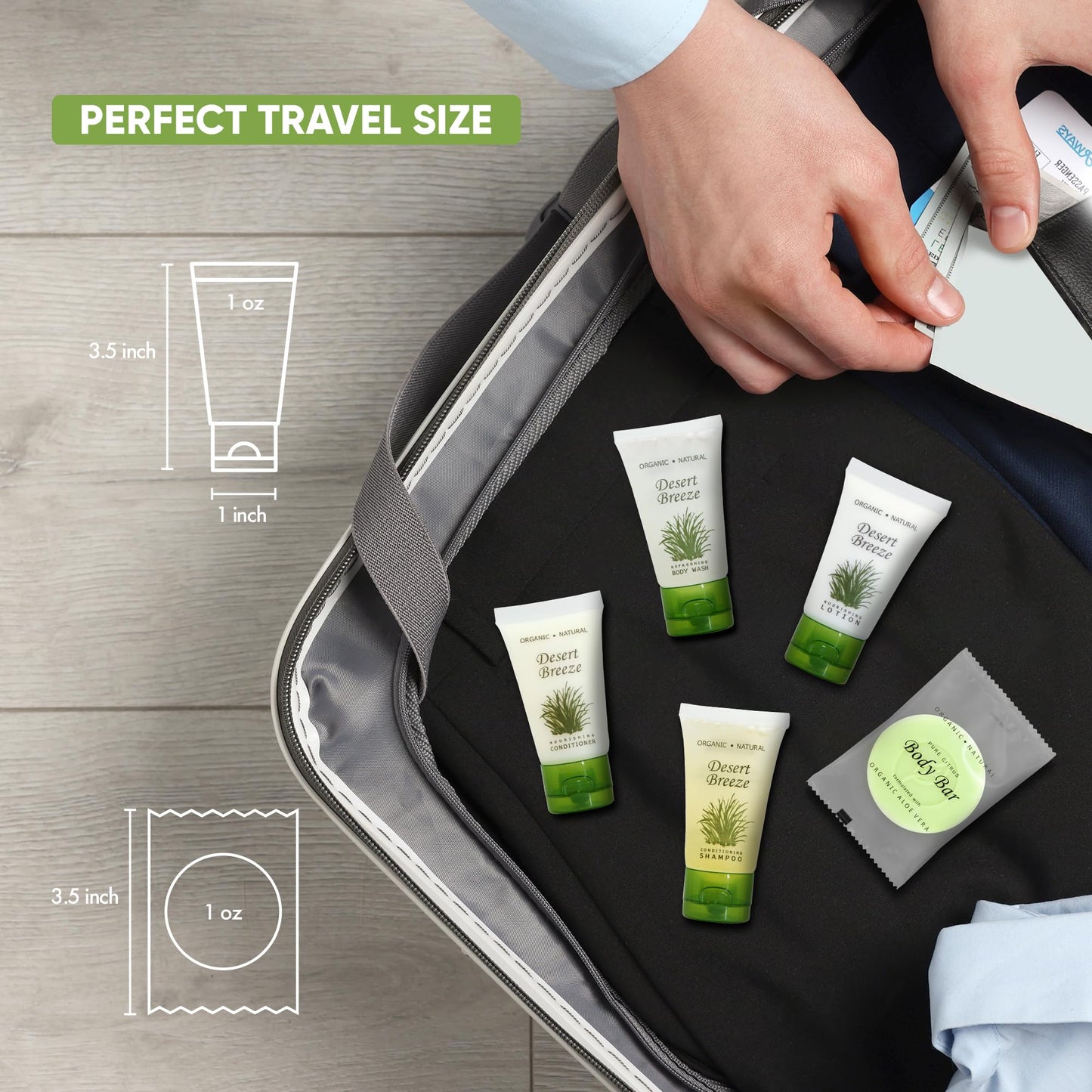 Travel Size Hotel Toiletry Set 300 Count 1 oz Bottles Guest Amenities for Vacation Rentals and Short Term Rentals Paraben Free Green Tea Lemongrass Beauty & Personal Care 1-Shoppe All-in-Kit