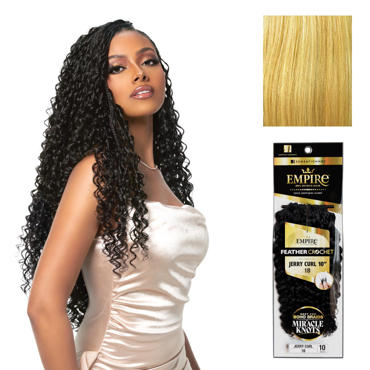 Sensationnel Empire Feather Crochet Braids-Jerry Curl,10in, S27/613