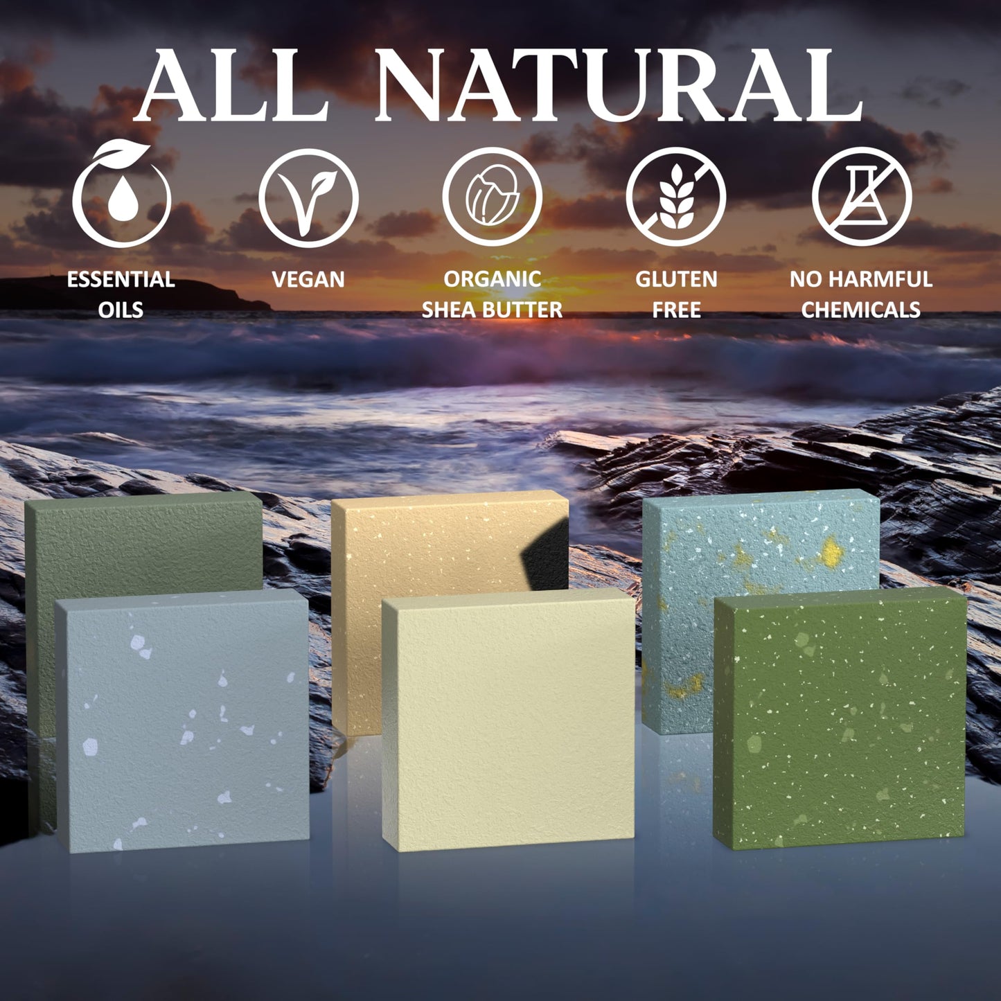 NATURAL AMERICAN Men’s Bar Soap - Mens Cologne Scents, 100% All Natural, Essential Oils, Organic Shea Butter, No Harmful Chemicals - (6pk) Soap for a Beauty & Personal Care NATURAL AMERICAN