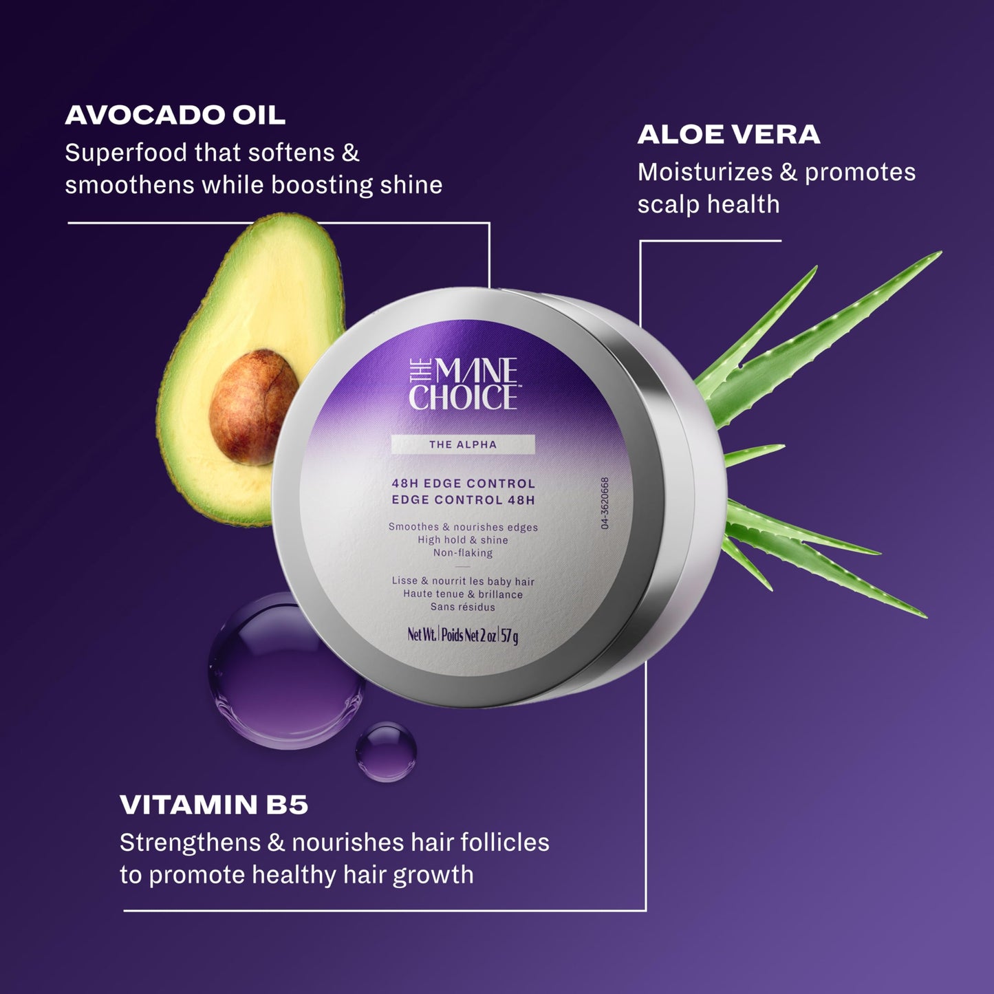 The Mane Choice The Alpha 48H Edge Control, 2 Oz, Smoothes & Nourishes Edges, Hair Gel for Coily, Wavy & Curly Hair, Infused with Pro-Vitamin B5, Aloe Beauty & Personal Care The Mane Choice
