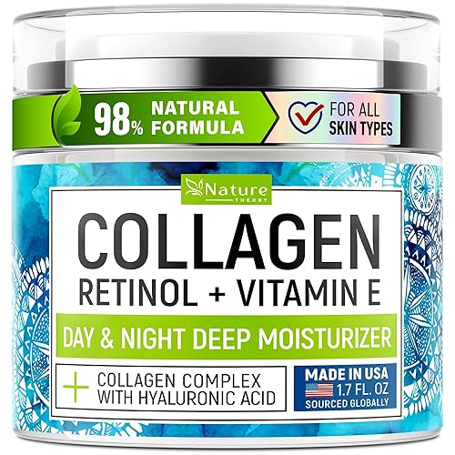 Collagen Cream for Face with Retinol & Hyaluronic Acid - Face Moisturizer for Women & Men - Skin Tightening & Firming - Anti Aging Daily Face Beauty & Personal Care NATURE THEORY