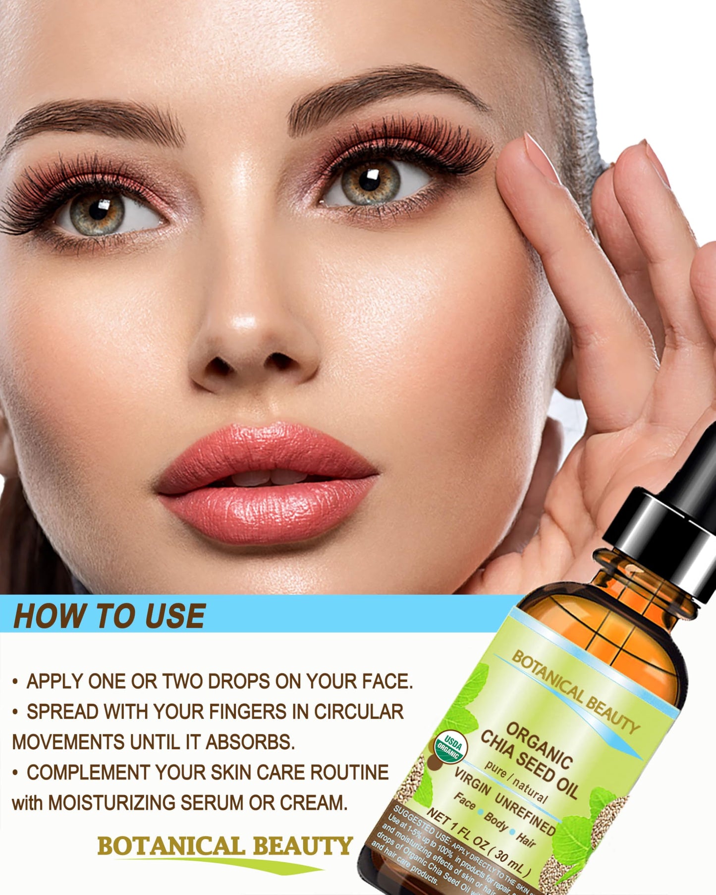 Botanical Beauty Organic CHIA SEED OIL 100% Pure Natural Virgin Unrefined Cold-Pressed Carrier Oil for Face, Skin, Body, Hair, Lip, Nails. Rich in Beauty & Personal Care Botanical Beauty
