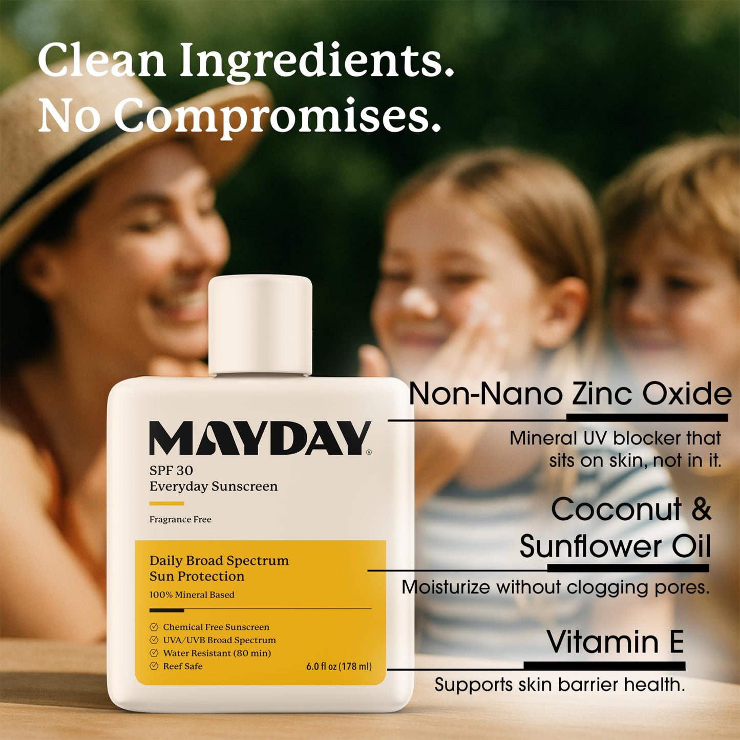 MAYDAY SPF 30 Everyday Sunscreen - Chemical-Free, Fragrance-Free, Water-Resistant Broad Spectrum Protection for Face & Body - Suitable for All Skin Beauty & Personal Care MAYDAY