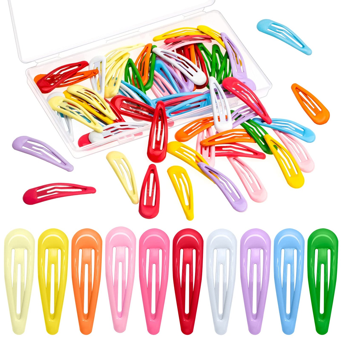 60Pcs Snap Hair Clips for Girls, Gingbiss 2 inch Silicone Coating Colorful Metal Hair Barrettes with Storage Case for Women Girls Kids, No Slip Hair Beauty & Personal Care Gingbiss