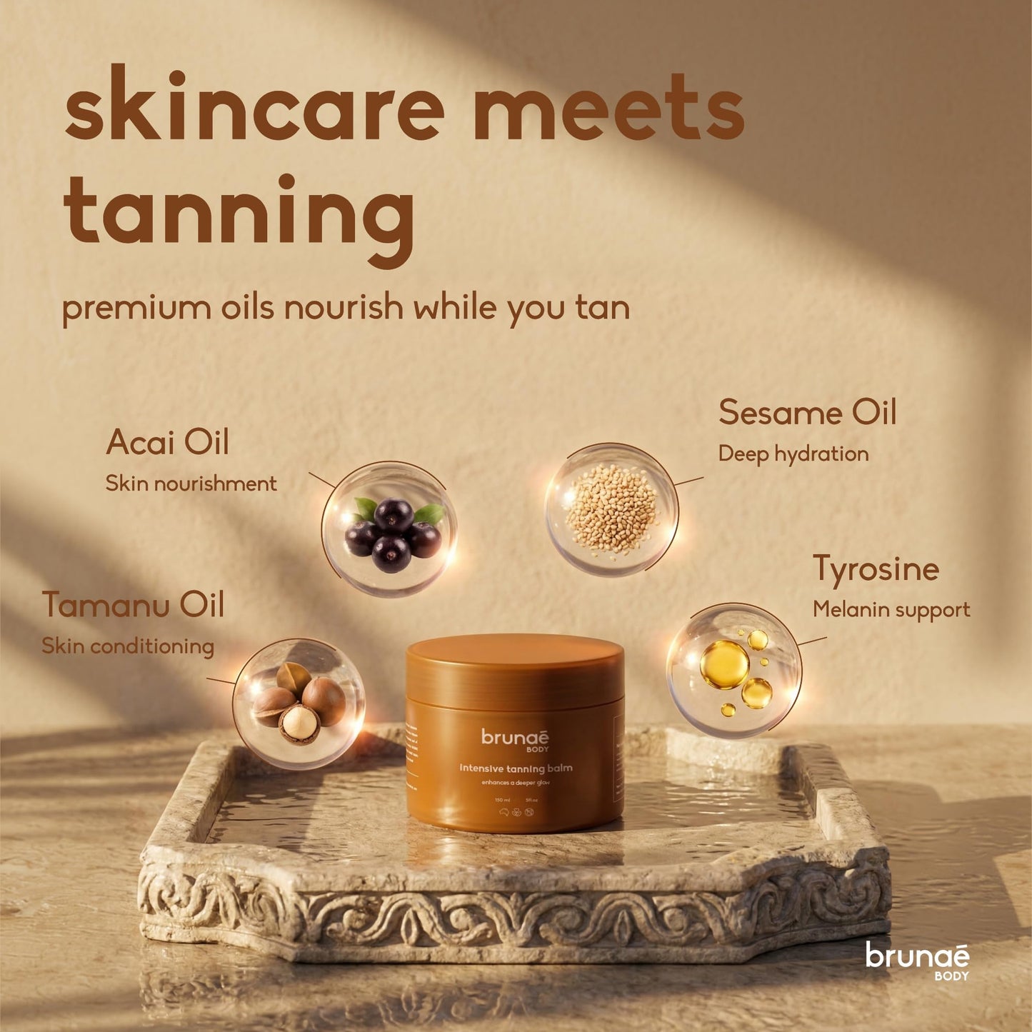 BRUNAE BODY® Intensive Tanning Bed Balm [FOR DARKER & FASTER TAN] - Natural Tan Accelerator Lotion for Sunbed - Sun Tanning Lotion for Women & Men Beauty & Personal Care Brunae Body