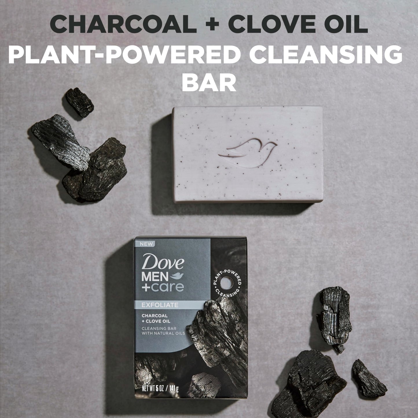 DOVE MEN + CARE Cleansing Bar Soap Charcoal + Clove Oil 4 Count to Rebuild Skin in the Shower, a 4in1 Hair, Body, Face & Shaving Bar with Plant-Based Beauty & Personal Care DOVE MEN + CARE