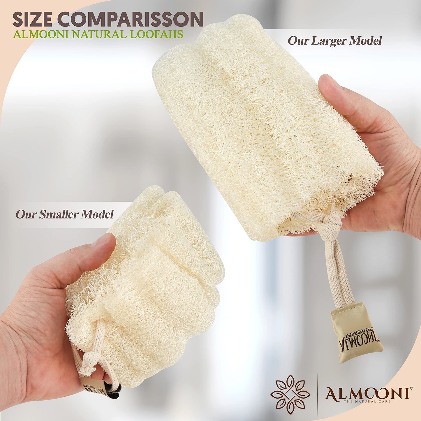 Almooni Mini Natural Loofah Sponge - Real Egyptian Shower Exfoliating Loofah - Small Loofah Scrubber for The Perfect Grip - 3 Count(1 Pack) Beauty & Personal Care ALMOONI
