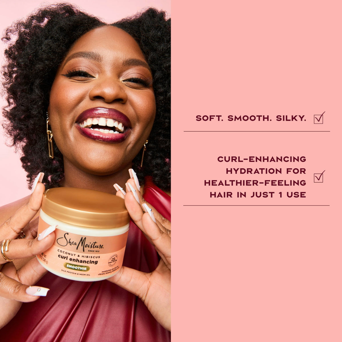 SheaMoisture Smoothie Curl Enhancing Cream Coconut and Hibiscus for Thick, Curly Hair Sulfate Free and Paraben Free 12 oz Beauty & Personal Care Shea Moisture