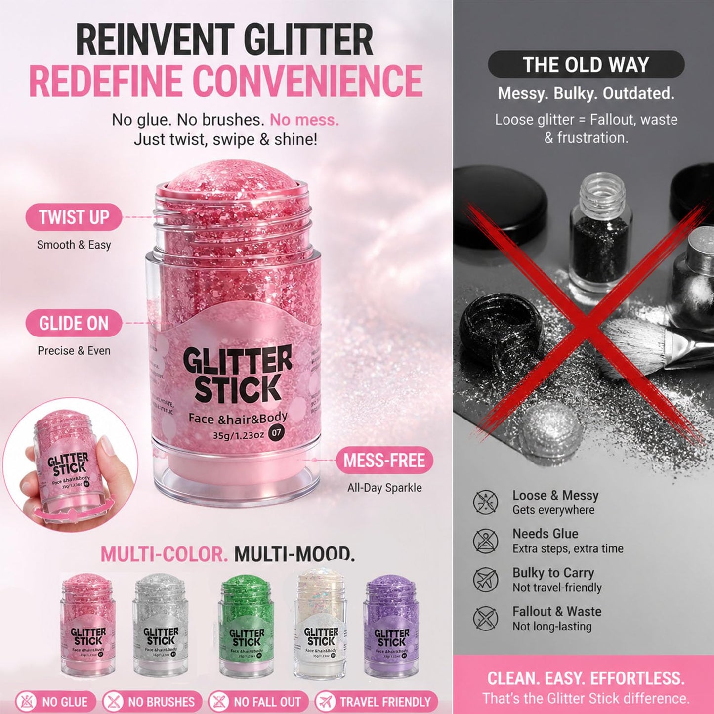 4th of July Patriotic Body Glitter Stick, Waterproof Long Lasting Colorful Sparkle Gel for Face & Body, No Glue Needed Makeup for Independence Day Beauty & Personal Care azpv
