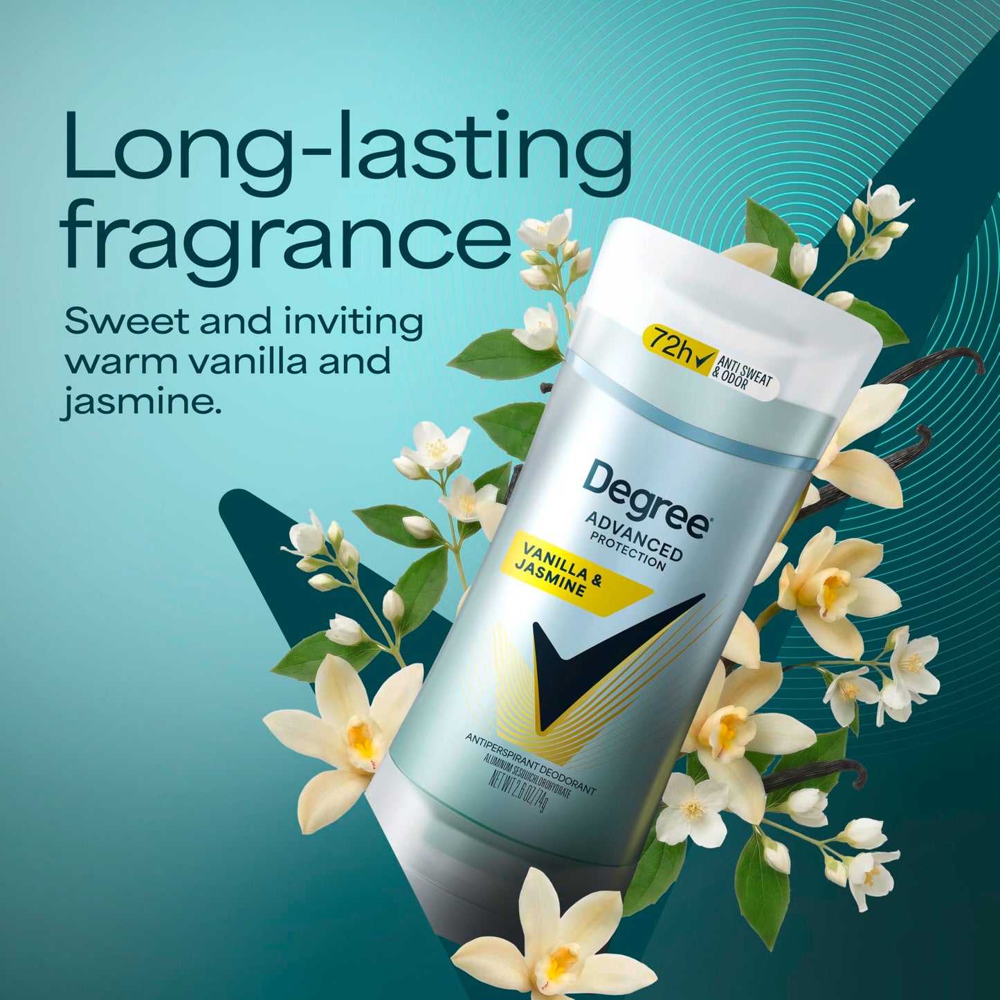 Degree Advanced Protection Antiperspirant Deodorant Vanilla & Jasmine for 72-Hour Sweat & Odor Control for Women, with Body Heat Activated Technology Beauty and Personal Care Degree