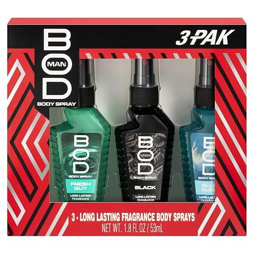 BOD man Body Spray Gift Set, Black, Fresh Guy, Blue Surf, 3 Piece Beauty & Personal Care BOD man