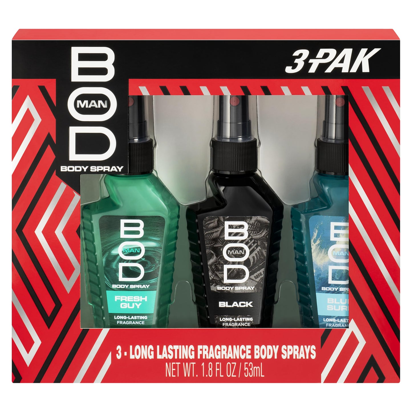 BOD man Body Spray Gift Set, Black, Fresh Guy, Blue Surf, 3 Piece Beauty & Personal Care BOD man