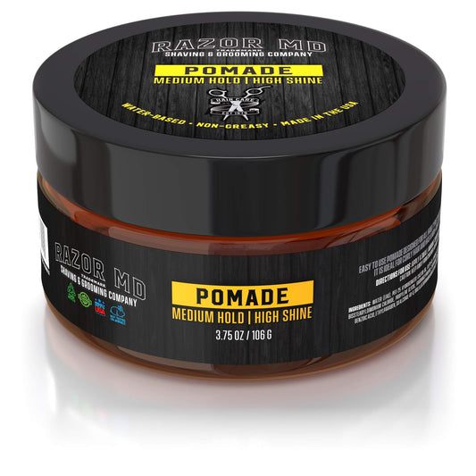Razor MD Natural Water Based Hair Pomade for Men With High Shine and Slickback Finish, Medium Strong Hold Best Hair Products for Mens with Curly Beauty & Personal Care Razor MD