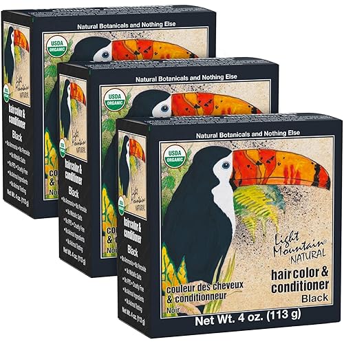 Light Mountain Henna Hair Color & Conditioner - Black Hair Dye for Men/Women, Organic Henna Leaf Powder and Botanicals, Chemical-Free, Semi-Permanent Beauty & Personal Care LIGHT MOUNTAIN