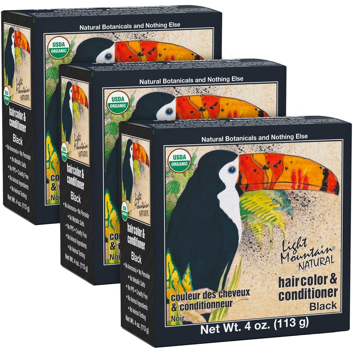 Light Mountain Henna Hair Color & Conditioner - Black Hair Dye for Men/Women, Organic Henna Leaf Powder and Botanicals, Chemical-Free, Semi-Permanent Beauty & Personal Care LIGHT MOUNTAIN