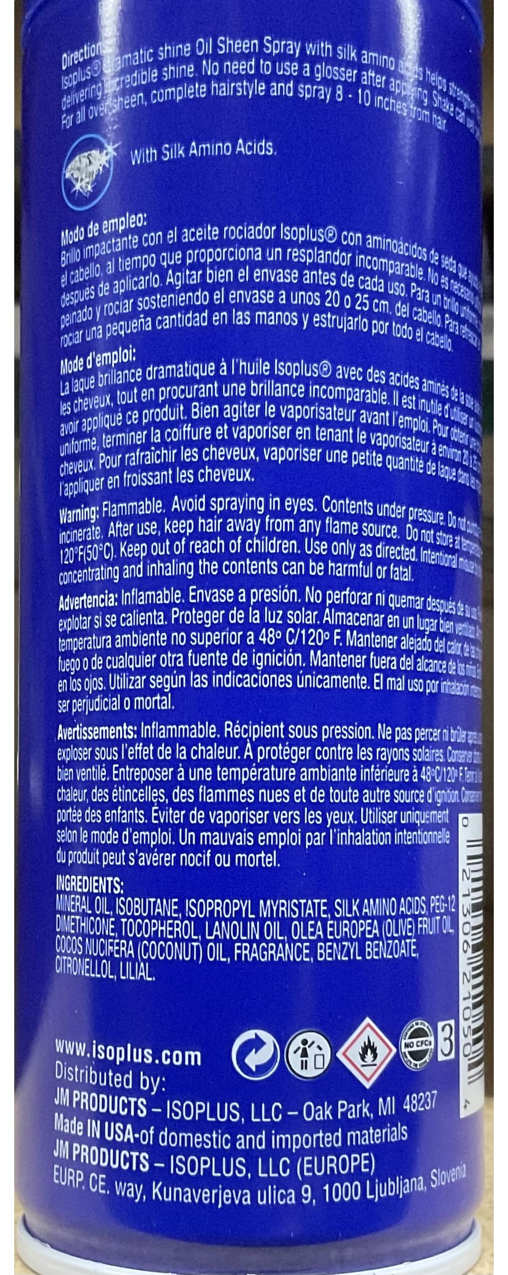 Isoplus Oil Sheen Regular Hair Spray 7 Oz,Pack of 3 Beauty & Personal Care Isoplus