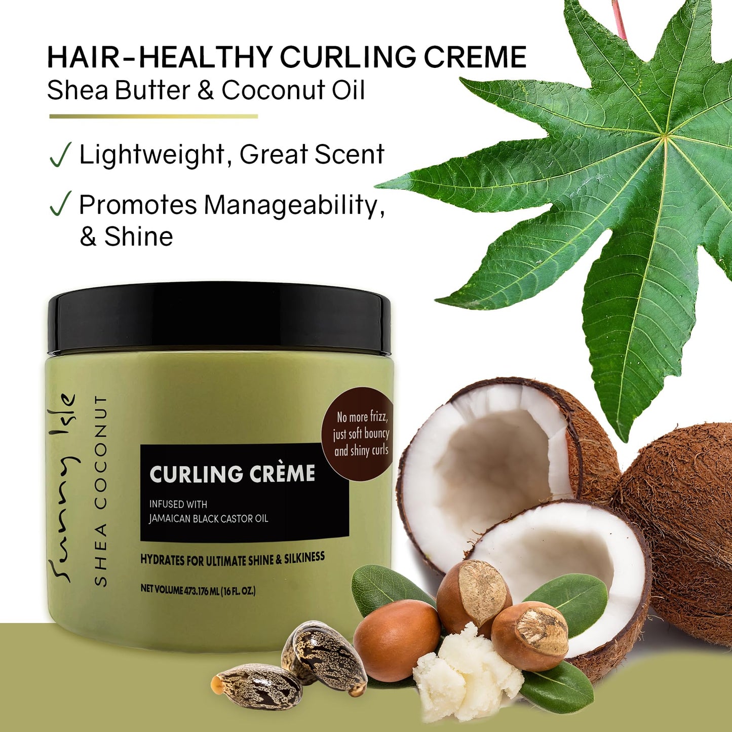 Sunny Isle Jamaican Black Castor Oil Shea Coconut Curling Cream 16OZ Beauty & Personal Care Sunny Isle