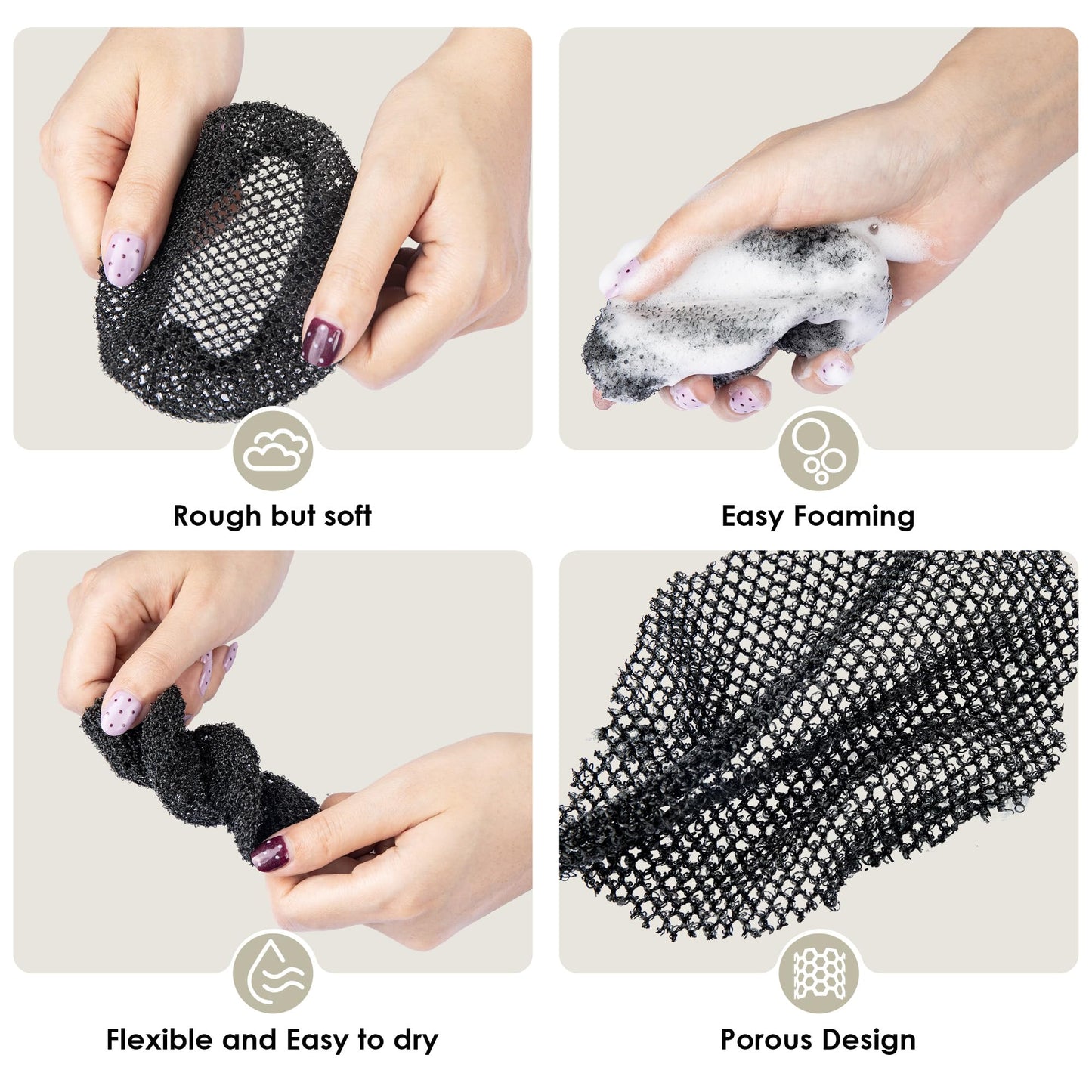 INNERNEED Exfoliating Net Cover Sponge Bath Scrubbing Loofah Rough Washcloth Case 4pcs, Only for INNERNEED Silicone Body Brush ?Only Case? Beauty and Personal Care INNERNEED