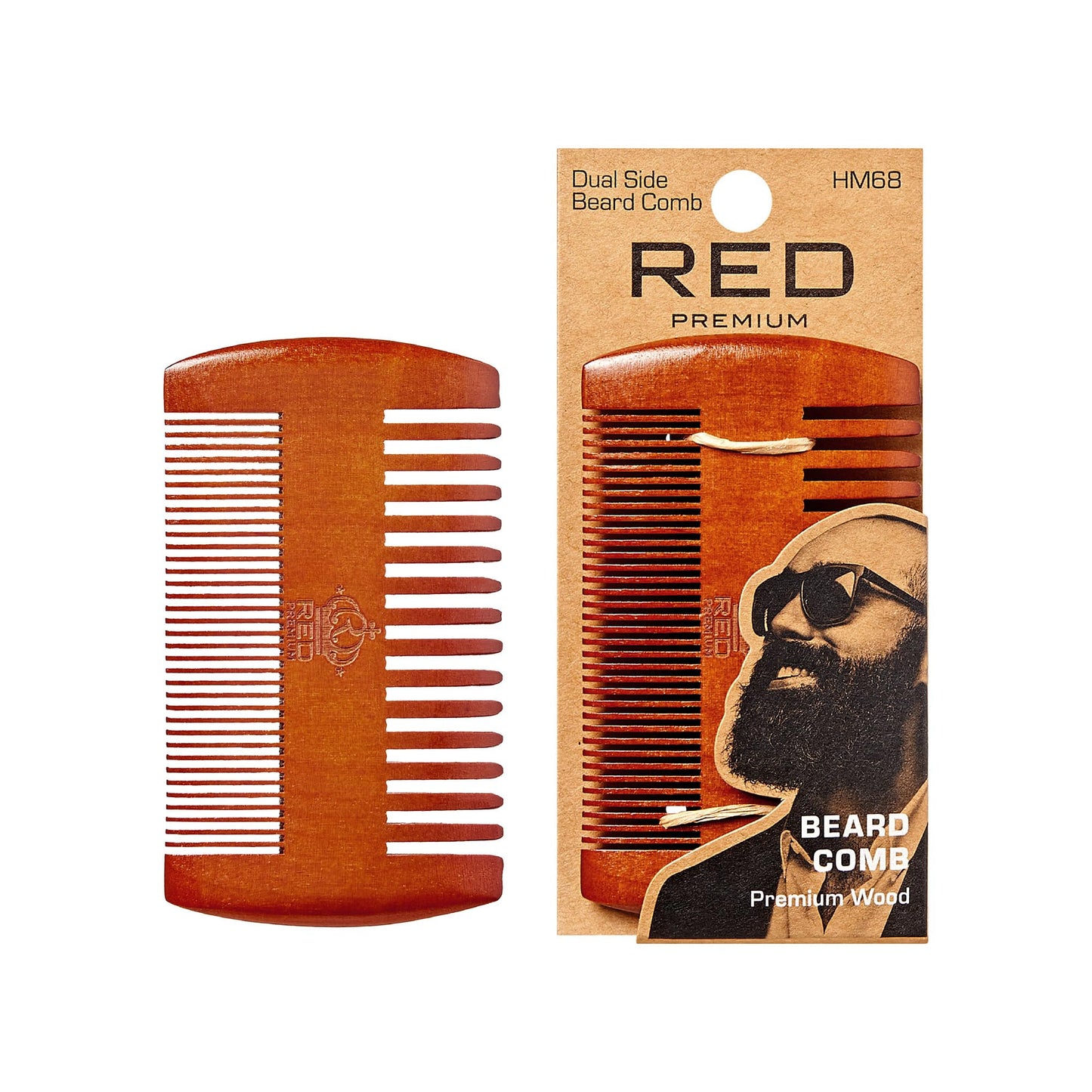 RED by Kiss Premium Wood Men Dual Side Beard Comb, Easy Detangling and Styling, Durable Design for Gentle Beard Hair & Mustache Grooming Essential, No Beauty and Personal Care Red by Kiss