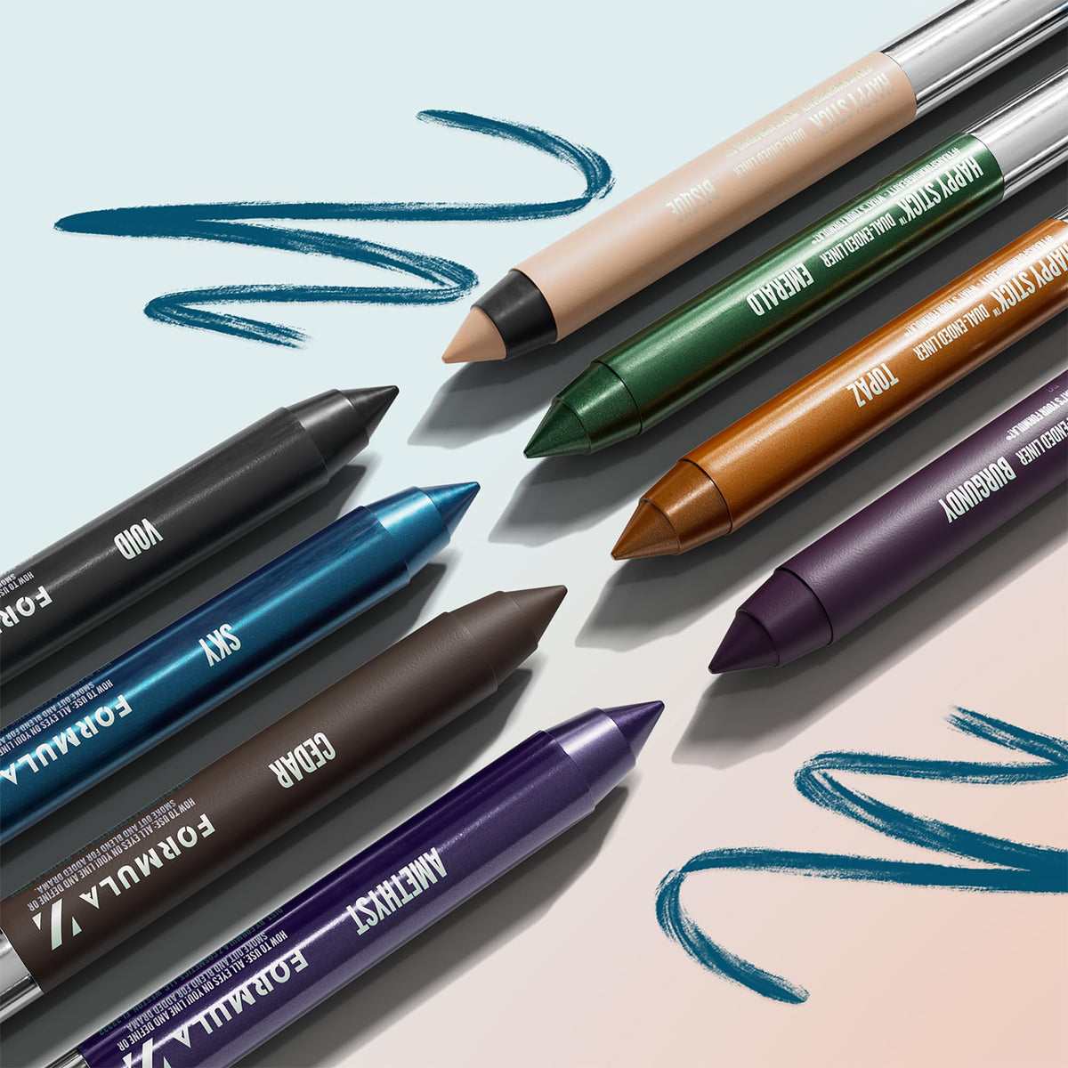 Formula Z Happy Stick Eyeliner - Tug Free Eyeliner Pencil with Vitamin E - Long Lasting Eye Makeup - Vegan - Cedar-Topaz - 2 x 0.02 oz Beauty & Personal Care Formula Z