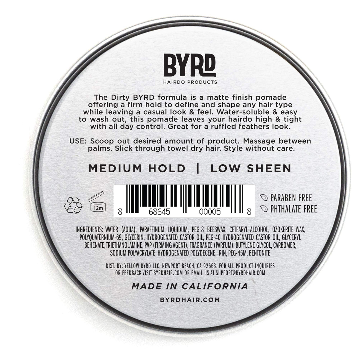 BYRD Matte Pomade 1-Pack - Medium Hold, Matte Finish, Add Texture and Sculpt, Safe for All Hair Types, 1.5 Oz (One Pack) Beauty & Personal Care BYRD Hairdo Products