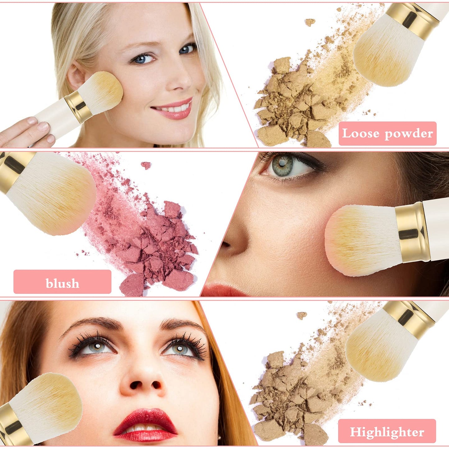 Falliny Retractable Kabuki Makeup Brush, Travel Face Blush Brush, Portable Powder Foundation Sunscreen Brush with Cover for Blush, Bronzer, Buffing Beauty & Personal Care Falliny