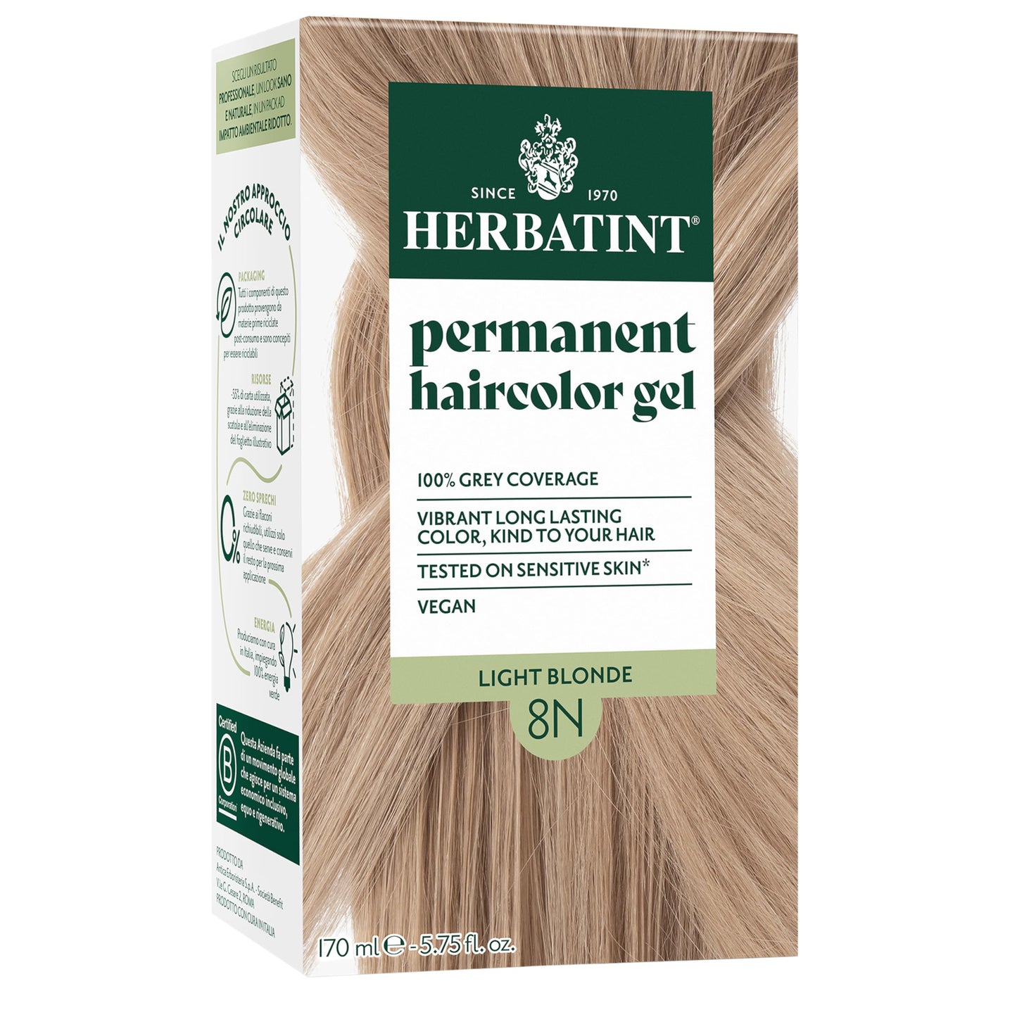 Herbatint 8N Light Blonde Permanent Hair Dye For Women - For Up To 100% Gray Coverage of Resistant Gray Hair - Ammonia-Free, Alcohol-Free & Vegan Beauty & Personal Care Herbatint