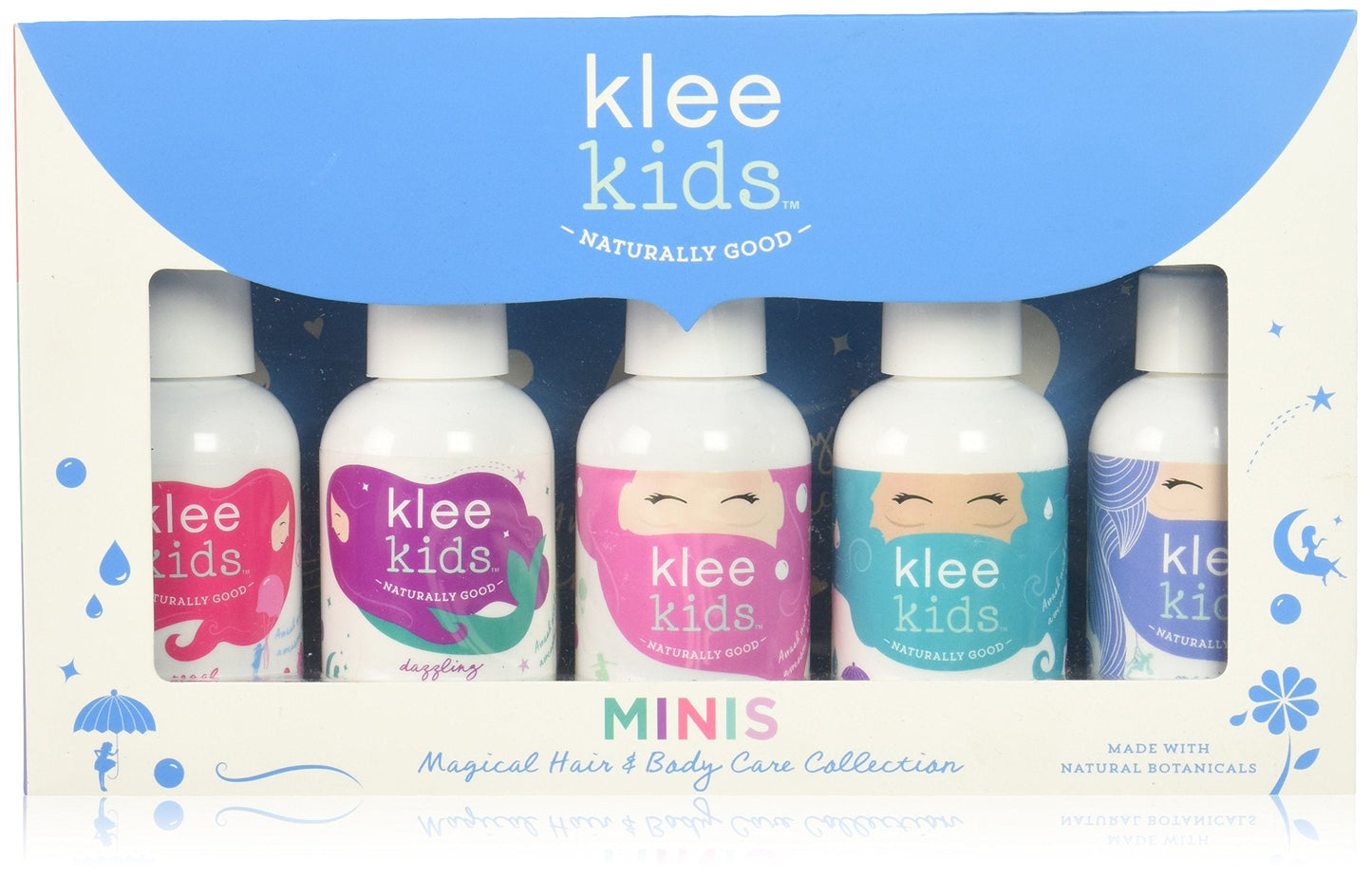 Klee Kids Magical Hair and Body Care Mini Travel Set, 2 Ounce Each. Shampoo, Conditioner, Detangler, Body Wash, Body Lotion. With Organic and Natural Beauty & Personal Care Klee Naturals