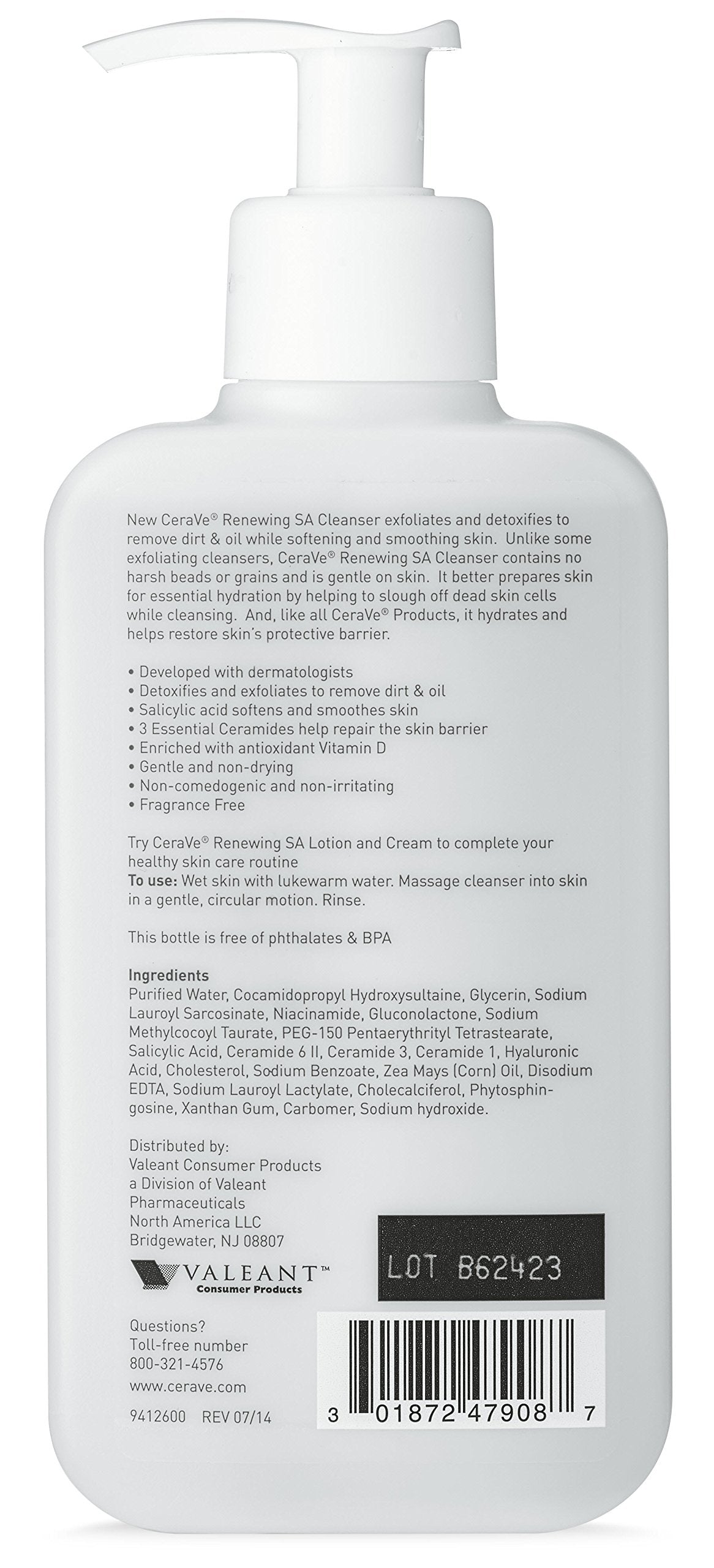 CeraVe Renewing SA Cleanser 8 oz Salicylic Acid Body Cleanser for Rough and Bumpy Skin Beauty & Personal Care CeraVe