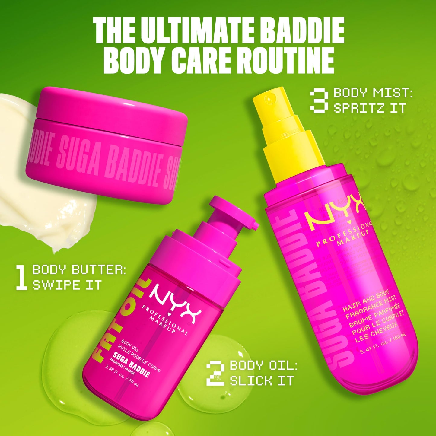 NYX PROFESSIONAL MAKEUP Fat Oil Fragrance Mist Perfume, Suga Baddie Vanilla & Whipped Cream Scent, Long Lasting Hair & Body Spray with Musk, Vegan Beauty & Personal Care NYX PROFESSIONAL MAKEUP