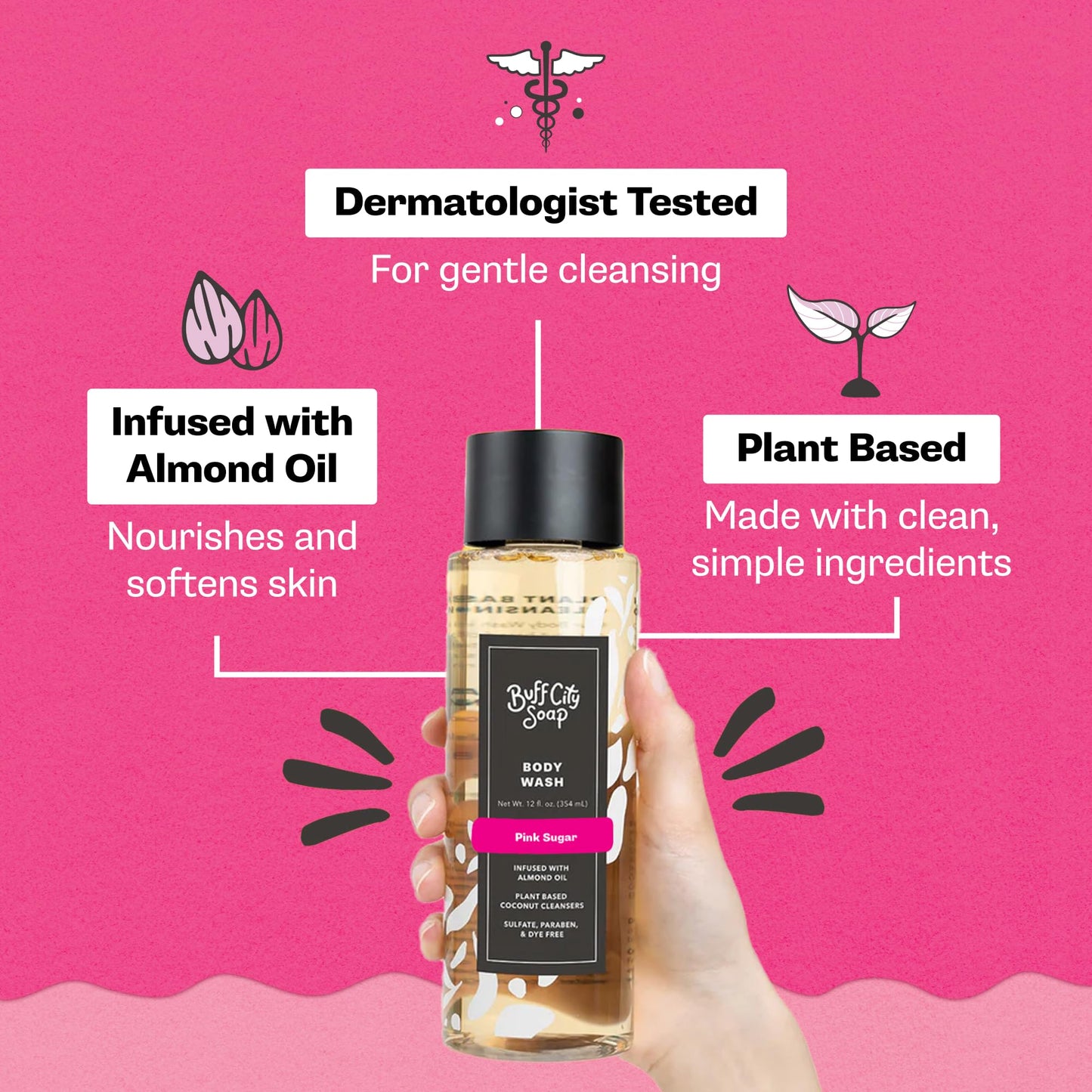 Buff City Soap Plant-Based Body Wash - Coconut Cleansers & Almond Oil Infused, Gentle & Rich Non-Drying Lather, Helps Reduce Moisture Loss & Supports Beauty & Personal Care Buff City Soap
