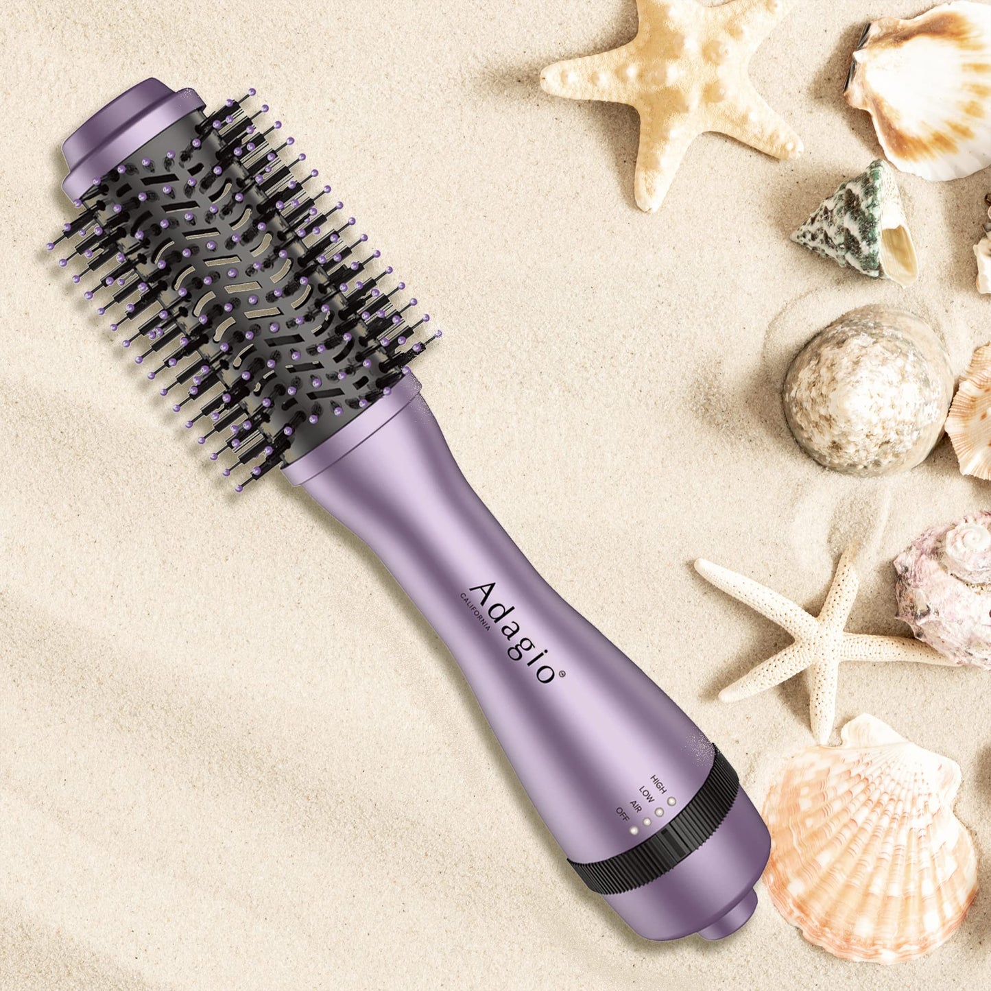 Adagio California 2-inch Blowout Brush: 2-in-1 Hot Air Brush Styler and Dryer - Negative Ion Round Brush - Hair Dryer Brush with Straightener Function Beauty & Personal Care Adagio California