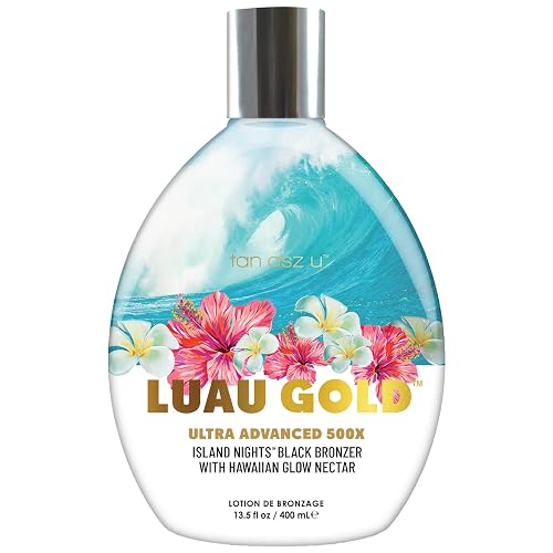Tan Asz U Luau Gold Tanning Lotion, 500X Ultra Advanced Island Nights Black Bronzer Tanning Lotion with Hawaiian Glow Nectar, Peptides & Ceramides Beauty & Personal Care Tan Asz U