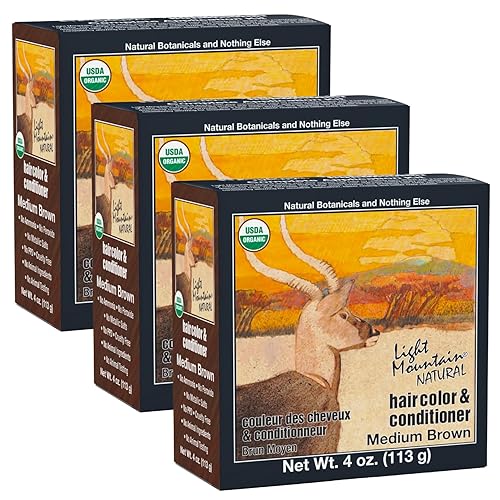 Light Mountain Henna Hair Color & Conditioner - Medium Brown Hair Dye for Men/Women, Organic Henna Leaf Powder and Botanicals, Chemical-Free Beauty & Personal Care LIGHT MOUNTAIN