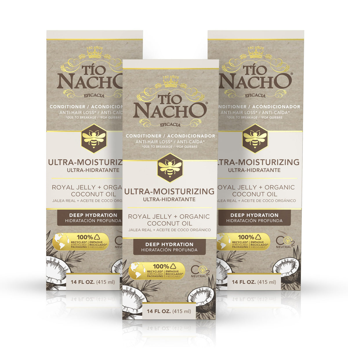 Tio Nacho Ultra-Moisturizing Frizz Control Conditioner with Organic Coconut Oil and Royal Jelly, Deep Hydration and Shine for Dry or Damaged Hair,
