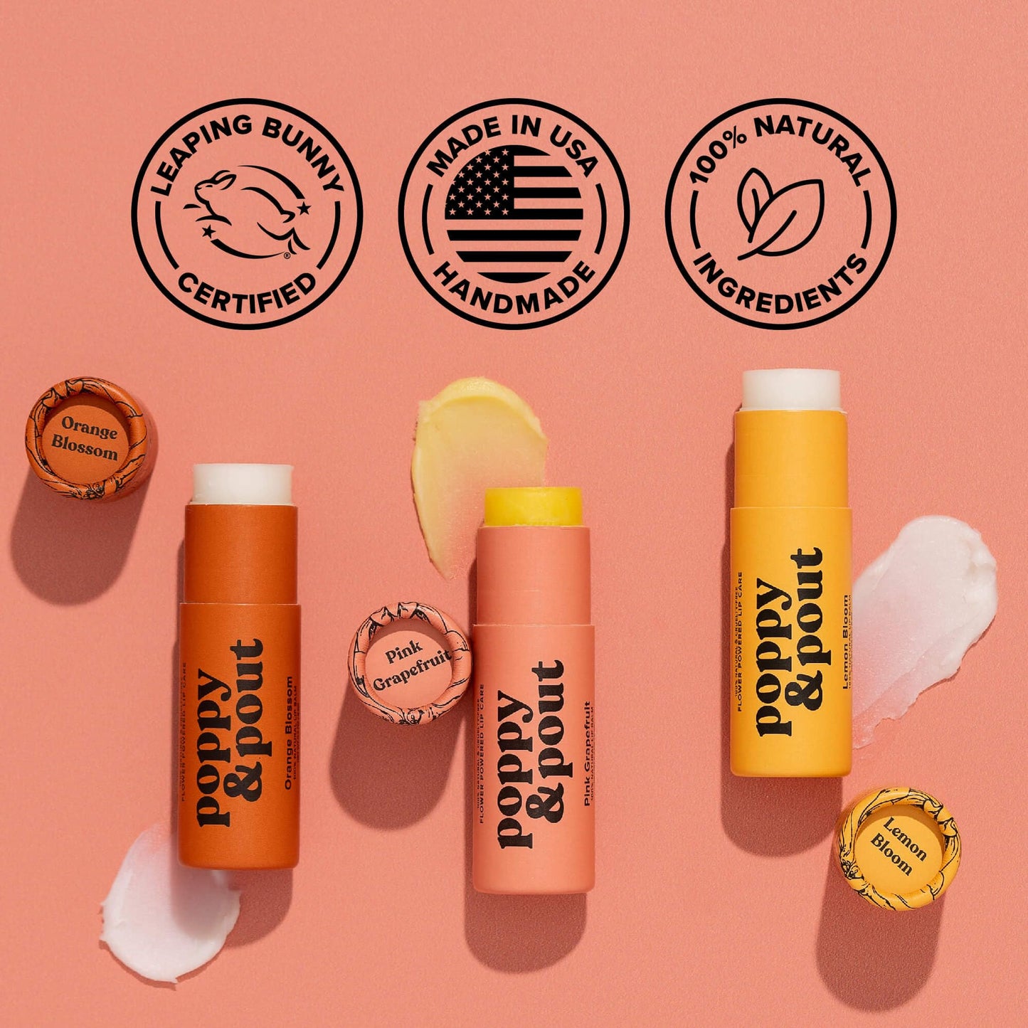 Poppy & Pout Pink Grapefruit Jumbo Lip Balm | All Natural Lip Balms & Moisturizers | Hydrates with Beeswax, Vitamin E, Organic Coconut Oil | Beauty & Personal Care Poppy & Pout