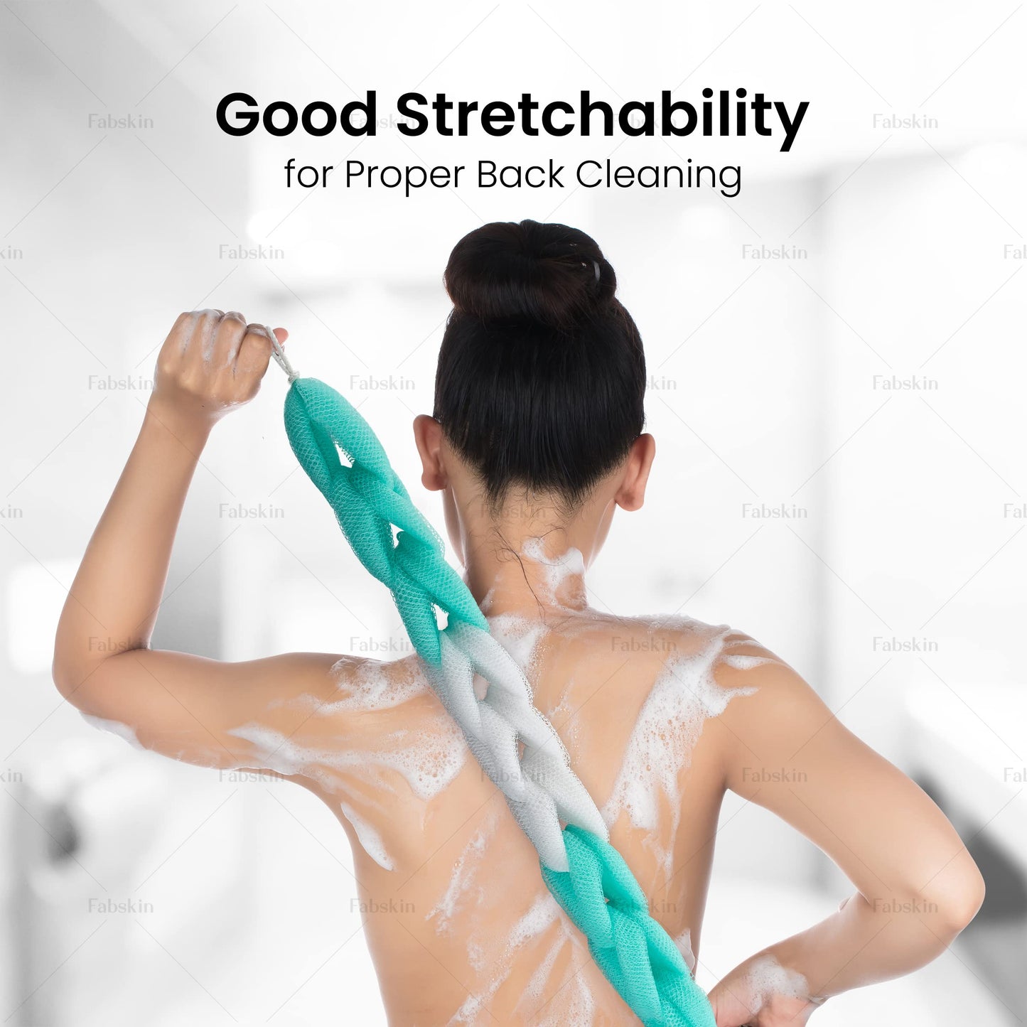Fabskin Luxury Back Scrubber Loofah Belt Loofah for Bathing for Men and Women - Strechable 9 Knots Bath Sponge (Green Back Scrubber + Loofah) Beauty and Personal Care FABSKIN