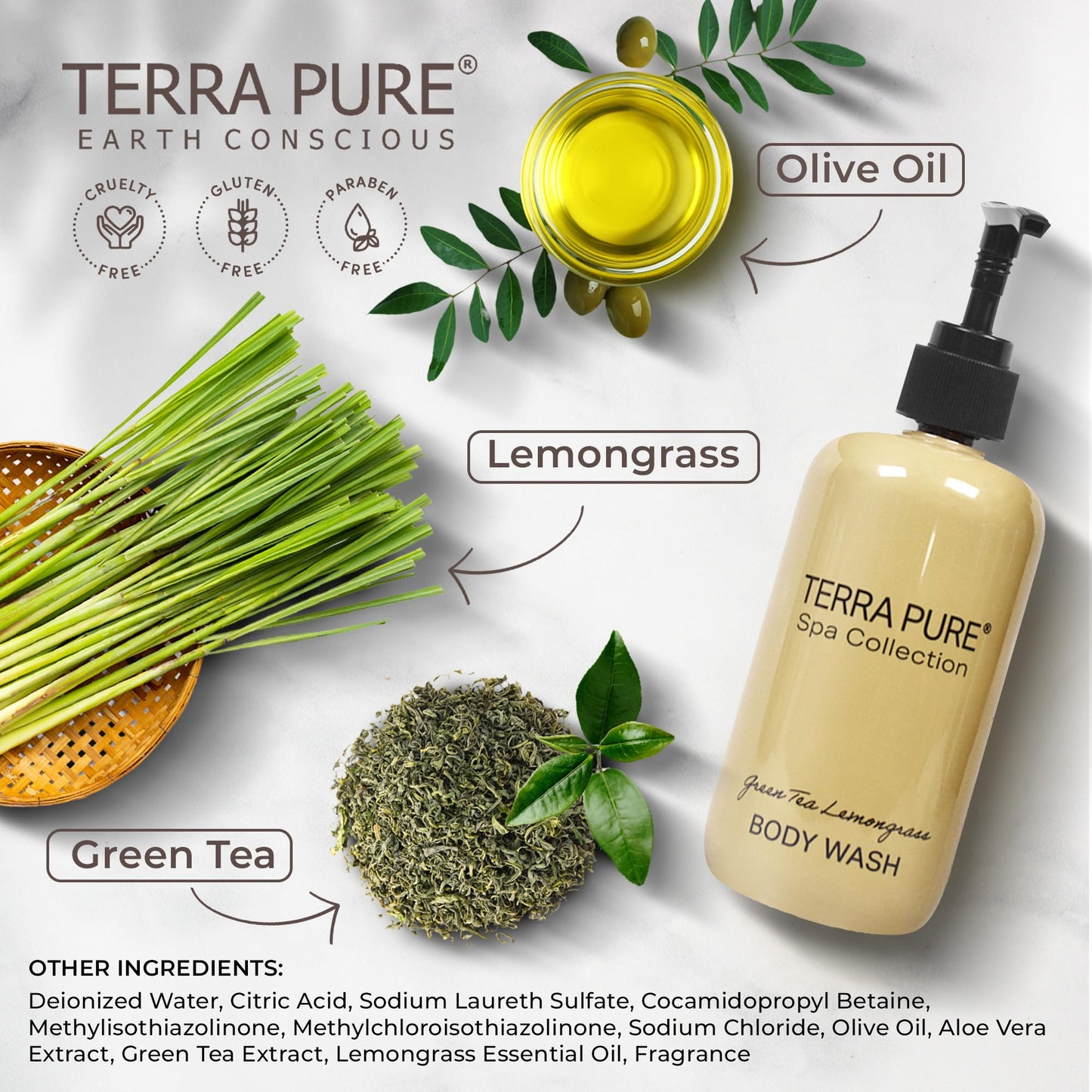 Terra Pure Body Wash | Spa Collection | Hotel Amenities in Pump Bottle | 10.14 oz. / 300 ml (Single Bottle) Beauty & Personal Care Terra Pure