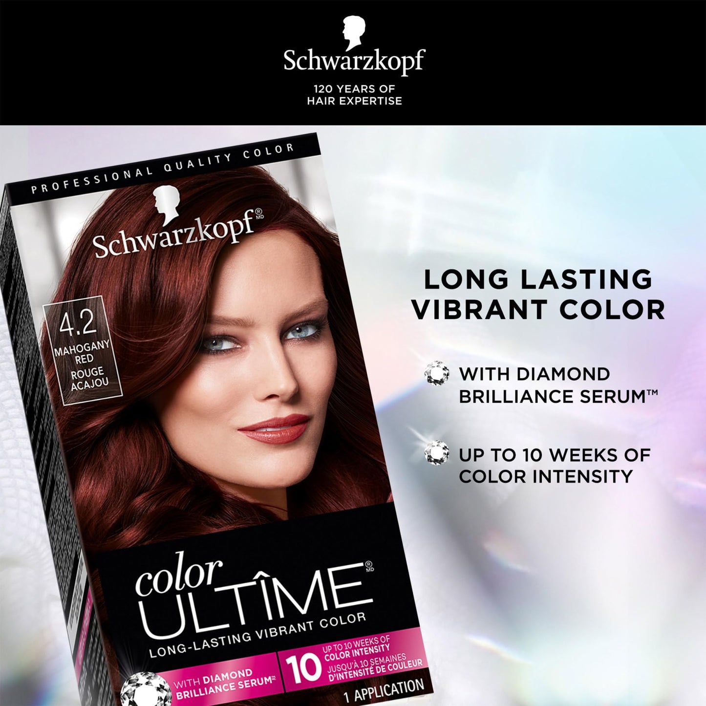 Schwarzkopf Color Ultime 4.2 Mahogany Red Hair Dye, Permanent Intense Red with Diamond Brilliance, Fade-Resistant, Covers Grays, All Hair Textures Beauty & Personal Care Schwarzkopf