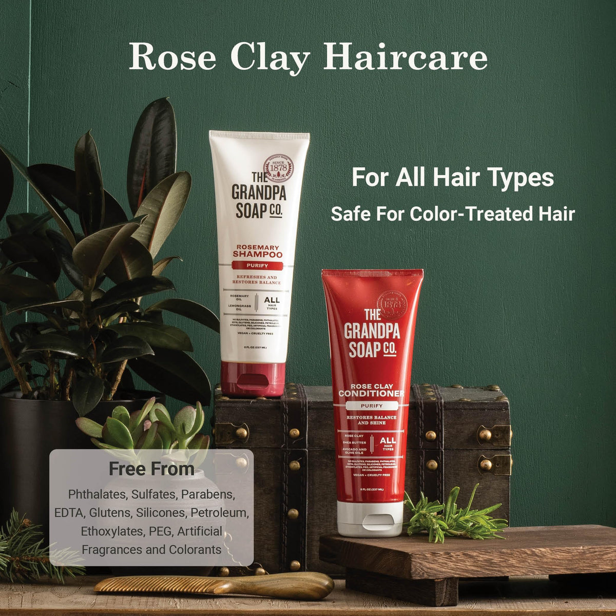 The Grandpa Soap Company Purifying Rose Clay Conditioner - Lift Impurities While Nourishing Hair, With Rose Clay, Shea Butter & Avocado Oil, Vegan,