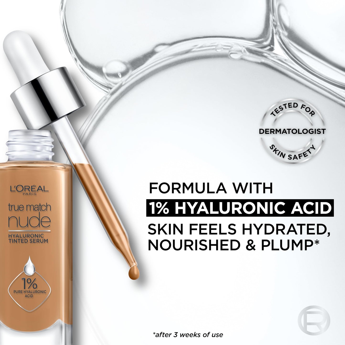 L'Oreal Paris True Match Nude Hyaluronic Tinted Serum Foundation with 1% Hyaluronic acid, Medium 4-5, 1 fl. oz. Beauty & Personal Care L'Oreal Paris