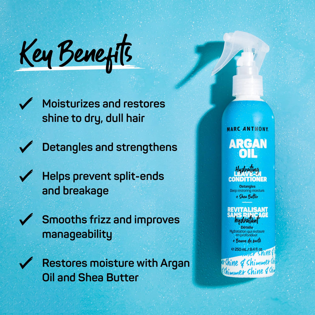 Marc Anthony Argan Oil Leave-In Conditioner - Lightweight Hydrating Conditioner for All Hair Types, Moisturizes, Strengthens & Detangles for Softer Beauty & Personal Care Marc Anthony