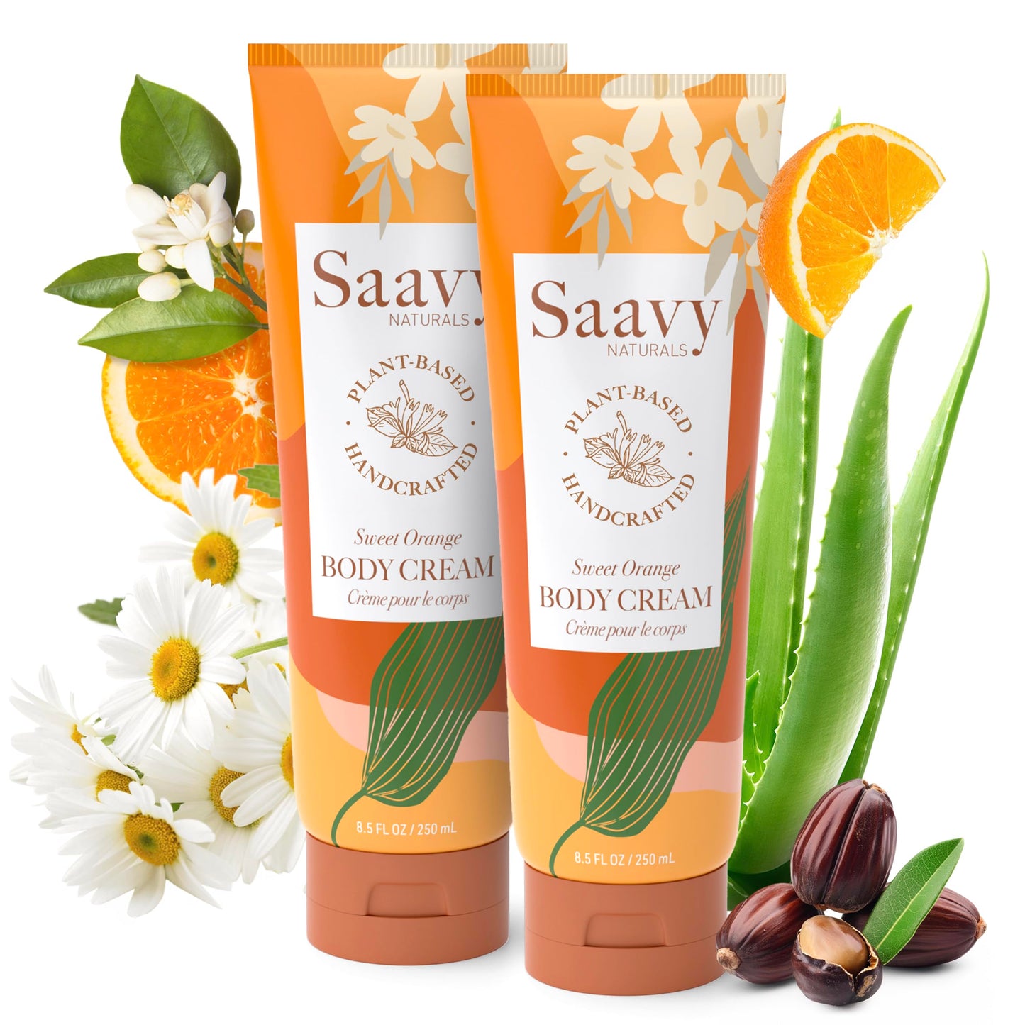 Saavy Naturals Deeply Hydrating Body Cream for Dry Skin - Nourishing Shea Butter, Plant-Based & Sustainably Sourced - Sweet Orange - 8.5 fl oz, 2 pack Beauty & Personal Care Saavy Naturals