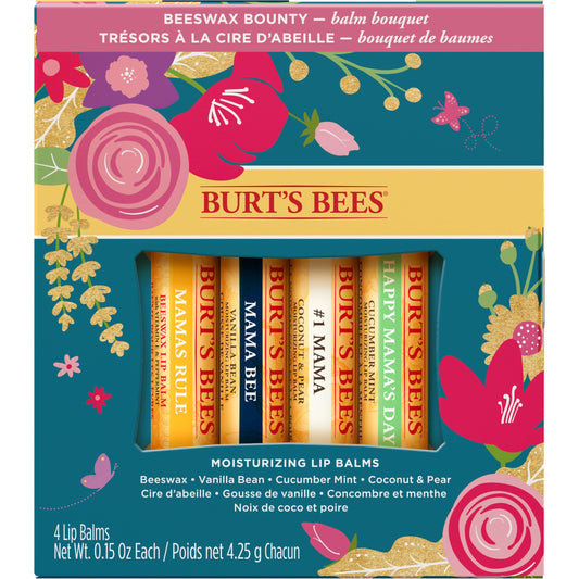 Burt's Bees Balm Bouquet Lip Balm Mothers Day Gift Set, 4 Lip Balms, Classic Beeswax, Vanilla Bean, Cucumber Mint and Coconut and Pear Beauty and Personal Care Burt's Bees