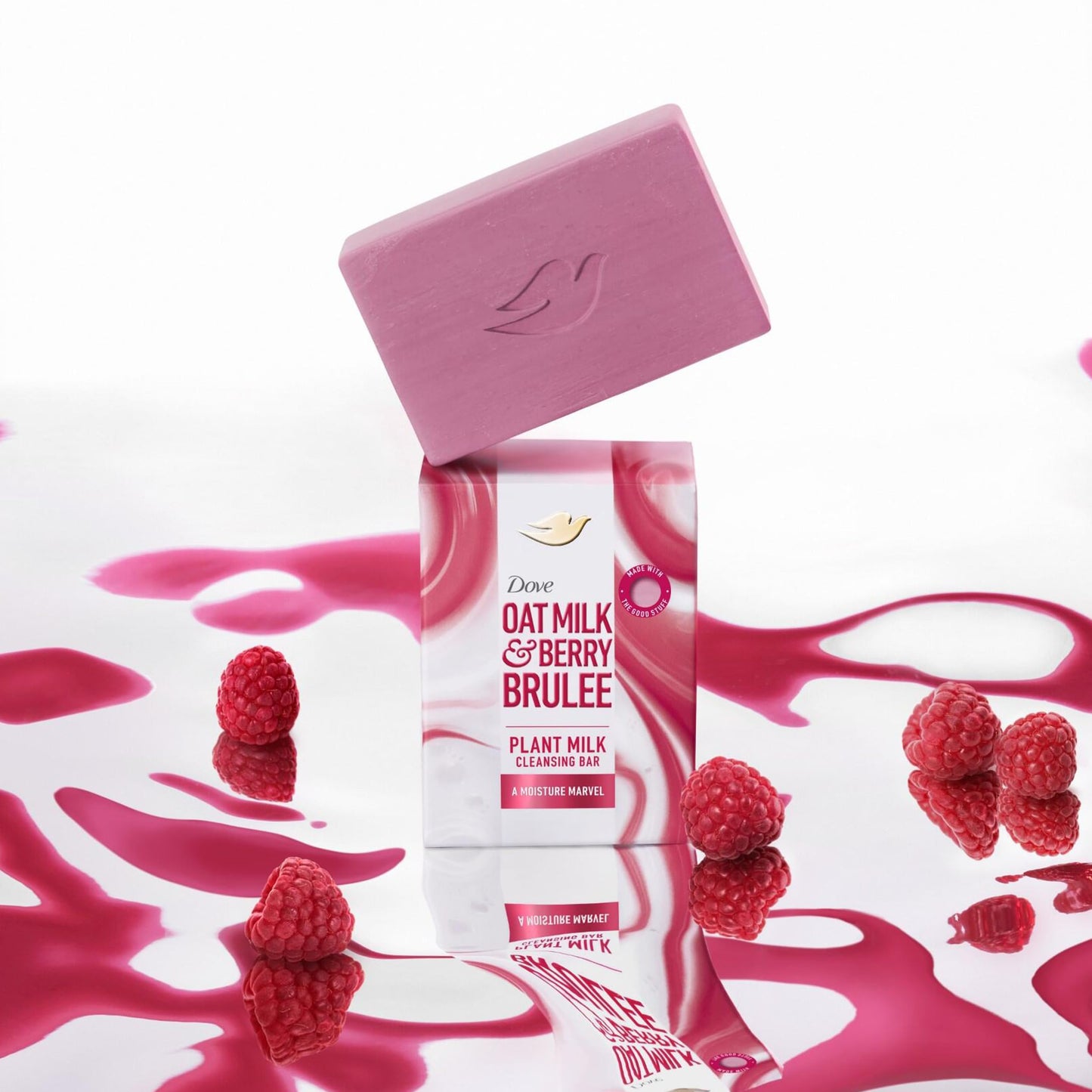 Dove Plant Milk Cleansing Bar Soap Oat Milk & Berry Brulee Moisture Marvel 4 Count for Moisturized Skin Gentle Cleanser, No Sulfate Cleansers or Beauty & Personal Care Dove