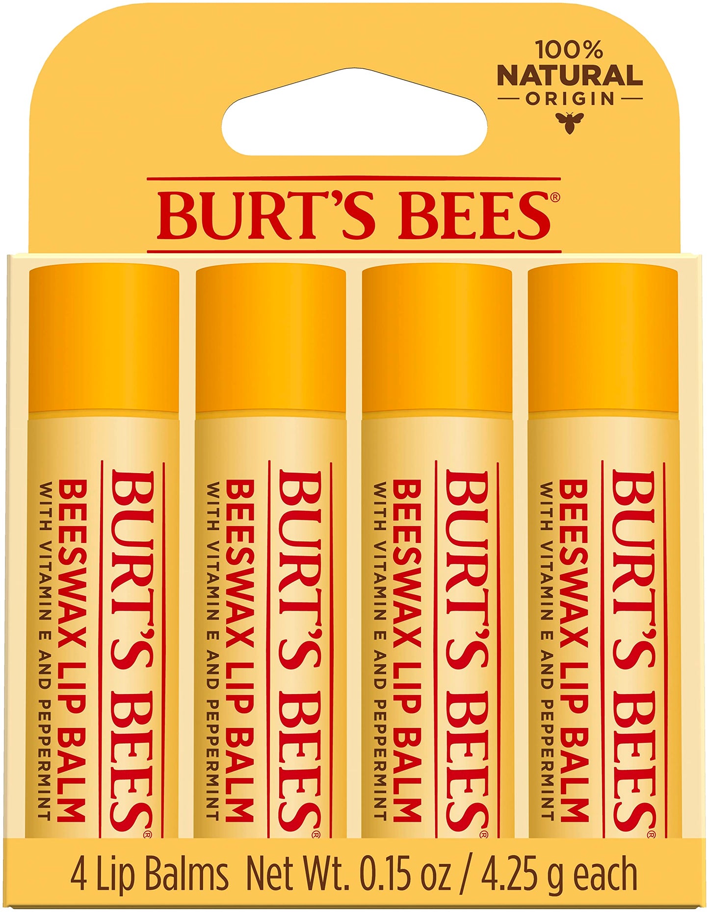 Beeswax Lip Balm Pack by Burts Bees for Unisex - 4 x 0.15 oz Lip Balm Beauty and Personal Care Burt's Bees