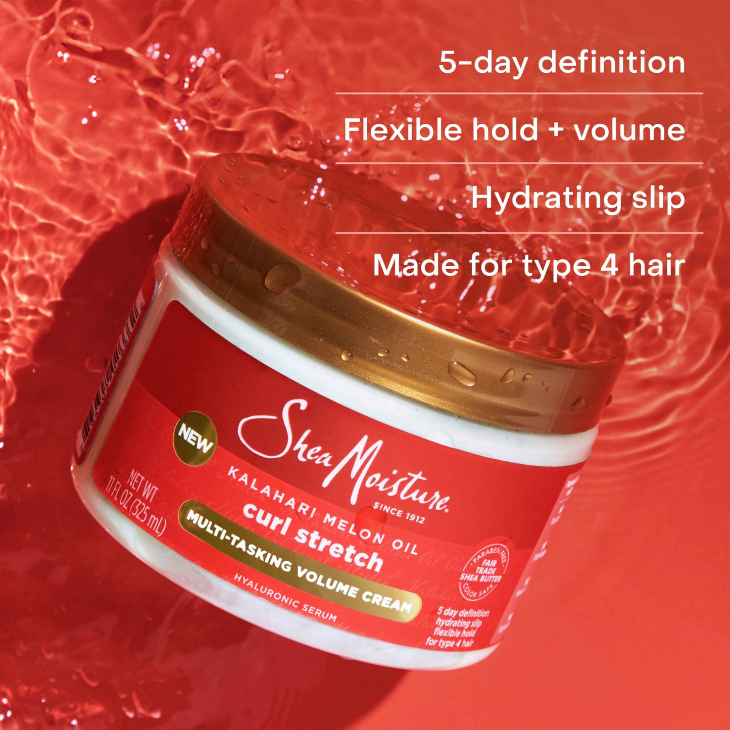 SheaMoisture Curl Stretch Multi-tasking Volume Cream Kalahari Melon Oil and a Tropical Vacation Scent With Hydrating Hyaluronic Serum, Defines Type 4 Beauty & Personal Care Shea Moisture