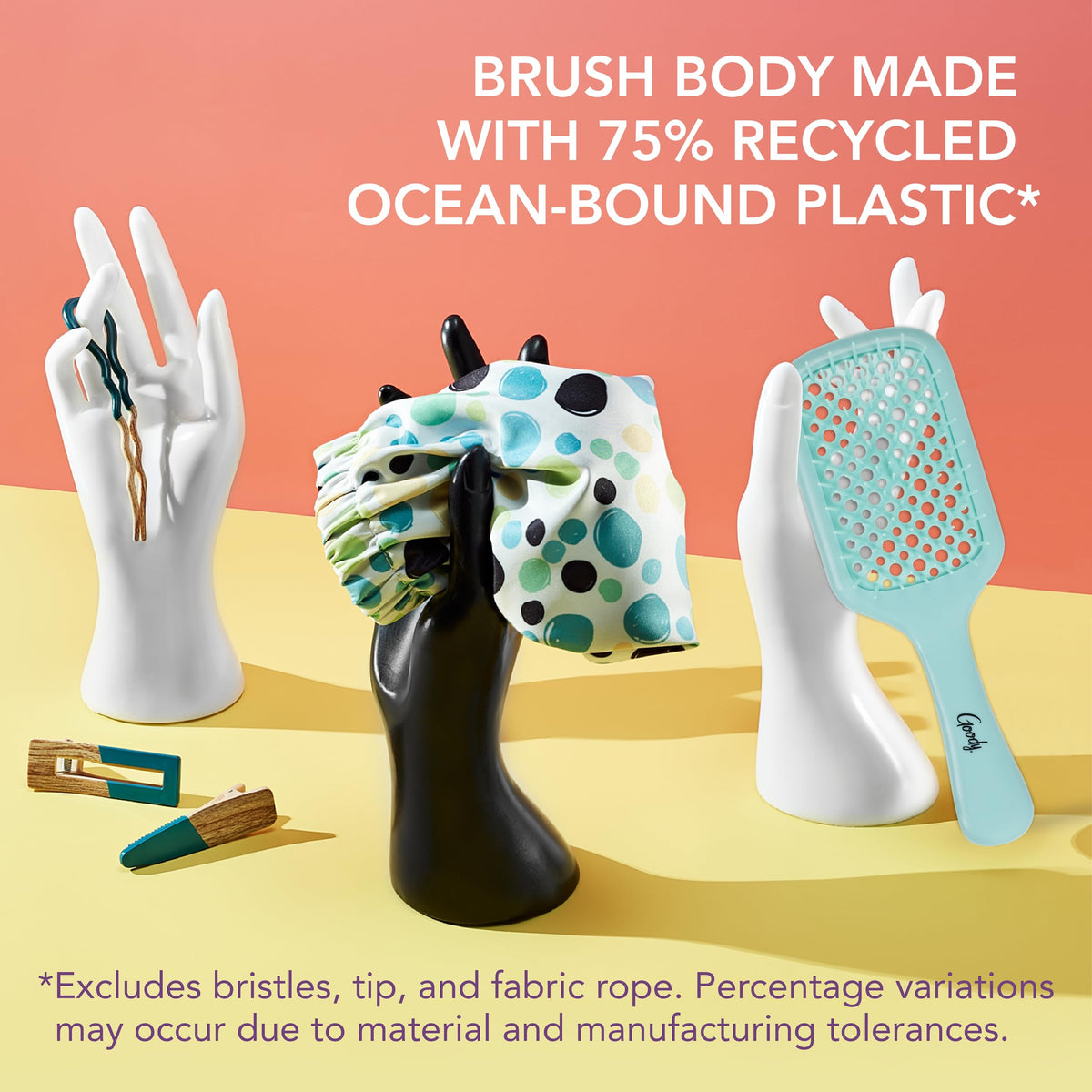 Planet Goody Ocean Rescue Vented Paddle Brush - Teal, Ouchless Detangler with Flexible Bristles, Helps Accelerate Drying, Use as a Detangling or
