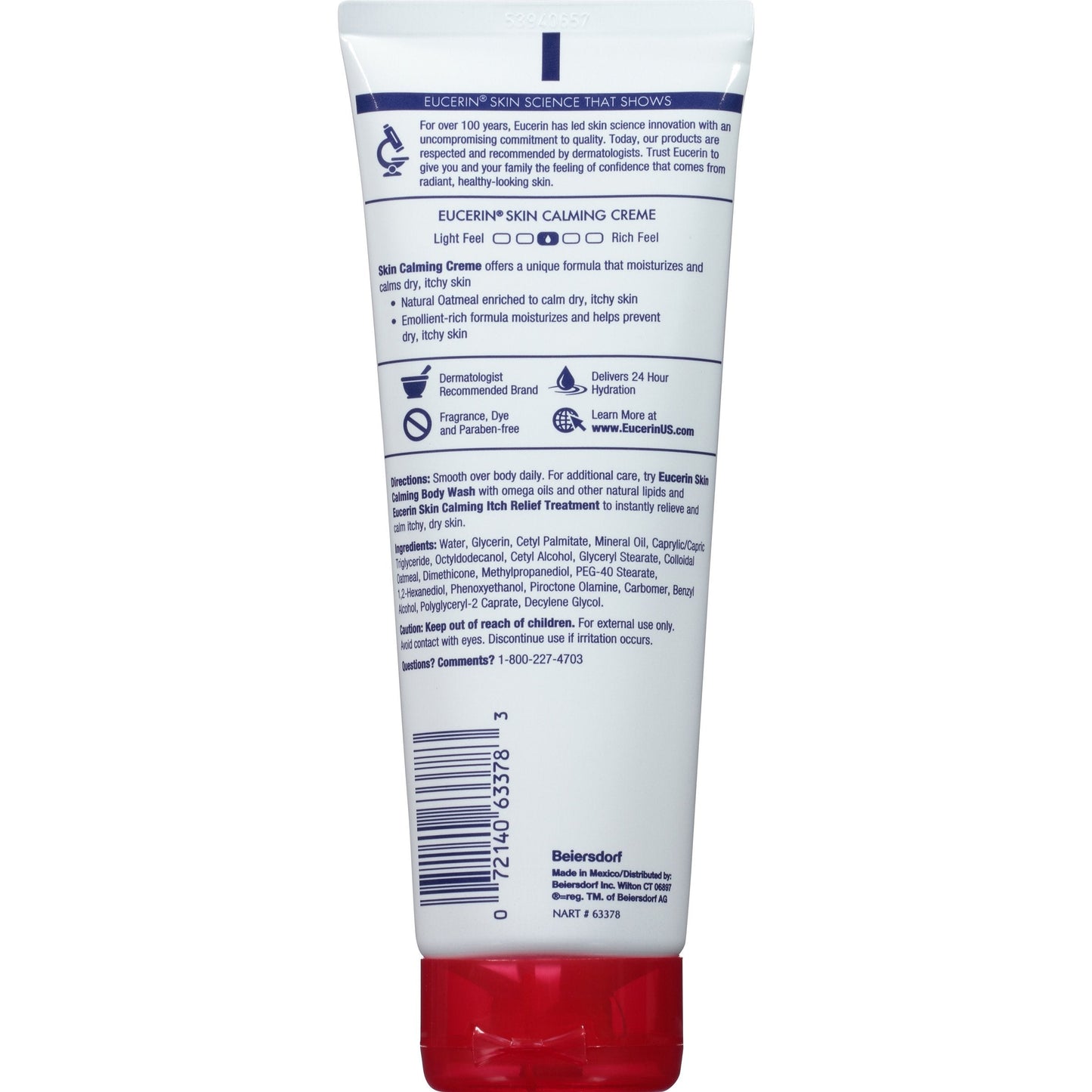 Eucerin Skin Calming Cream - Full Body Lotion for Dry, Itchy Skin, Natural Oatmeal Enriched - 8 oz. Tube Beauty & Personal Care Eucerin