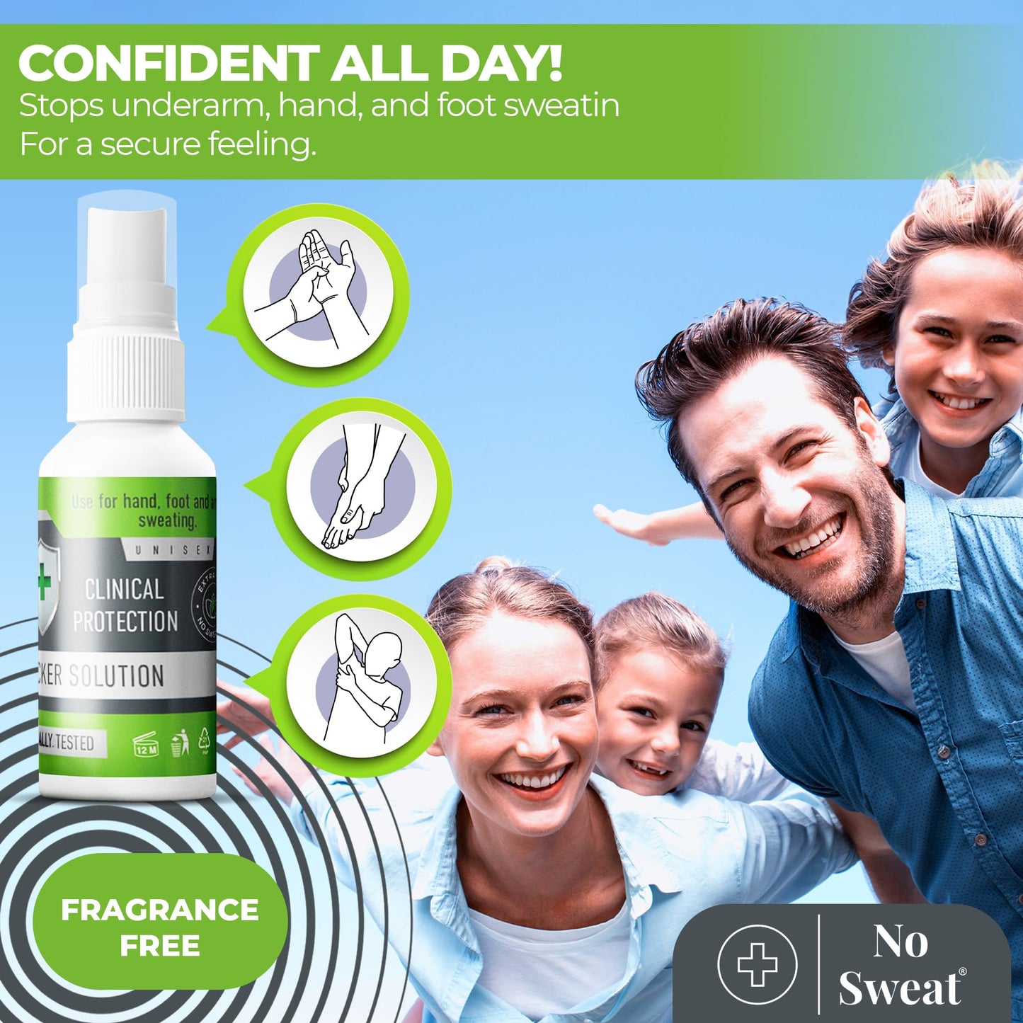 NO SWEAT Maximum Strength Antiperspirant Spray, Strong Deodorant for Excessive Sweating & Hyperhidrosis Treatment, Lasts up to 7 Days -50ml) Packing Beauty and Personal Care No Sweat
